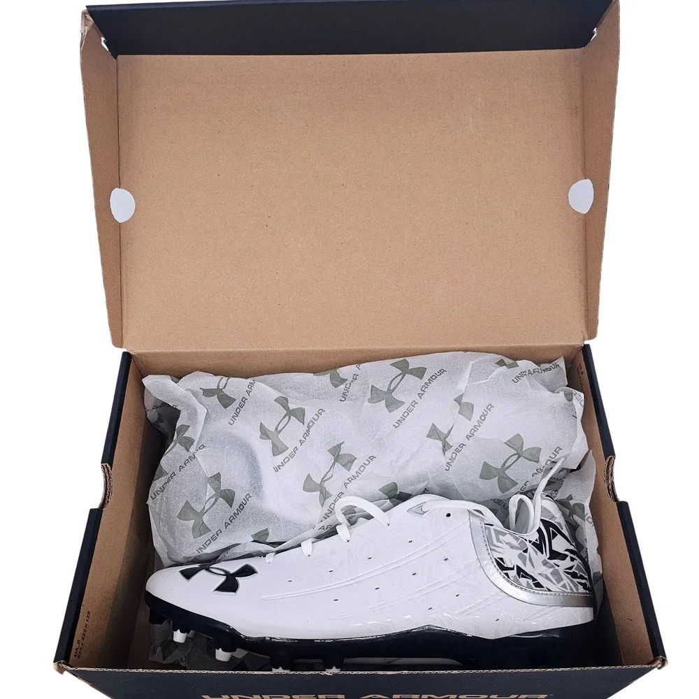 Under Armour‎ Banshee Low MC Cleats White Black 3023707-103 Mens Size 15